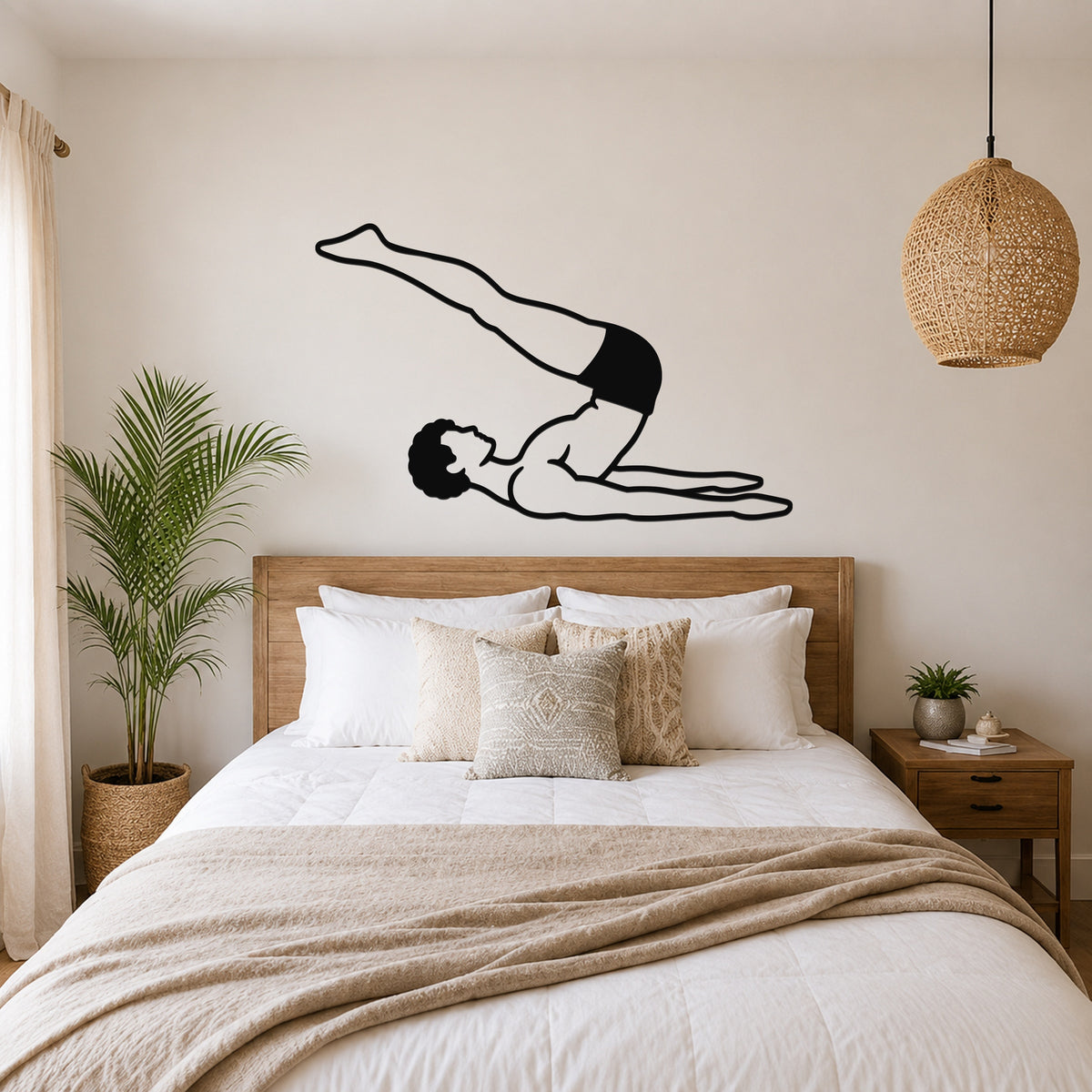 Male Classical Pilates Jack Knife waterproof steel metal wall art, mockup 4