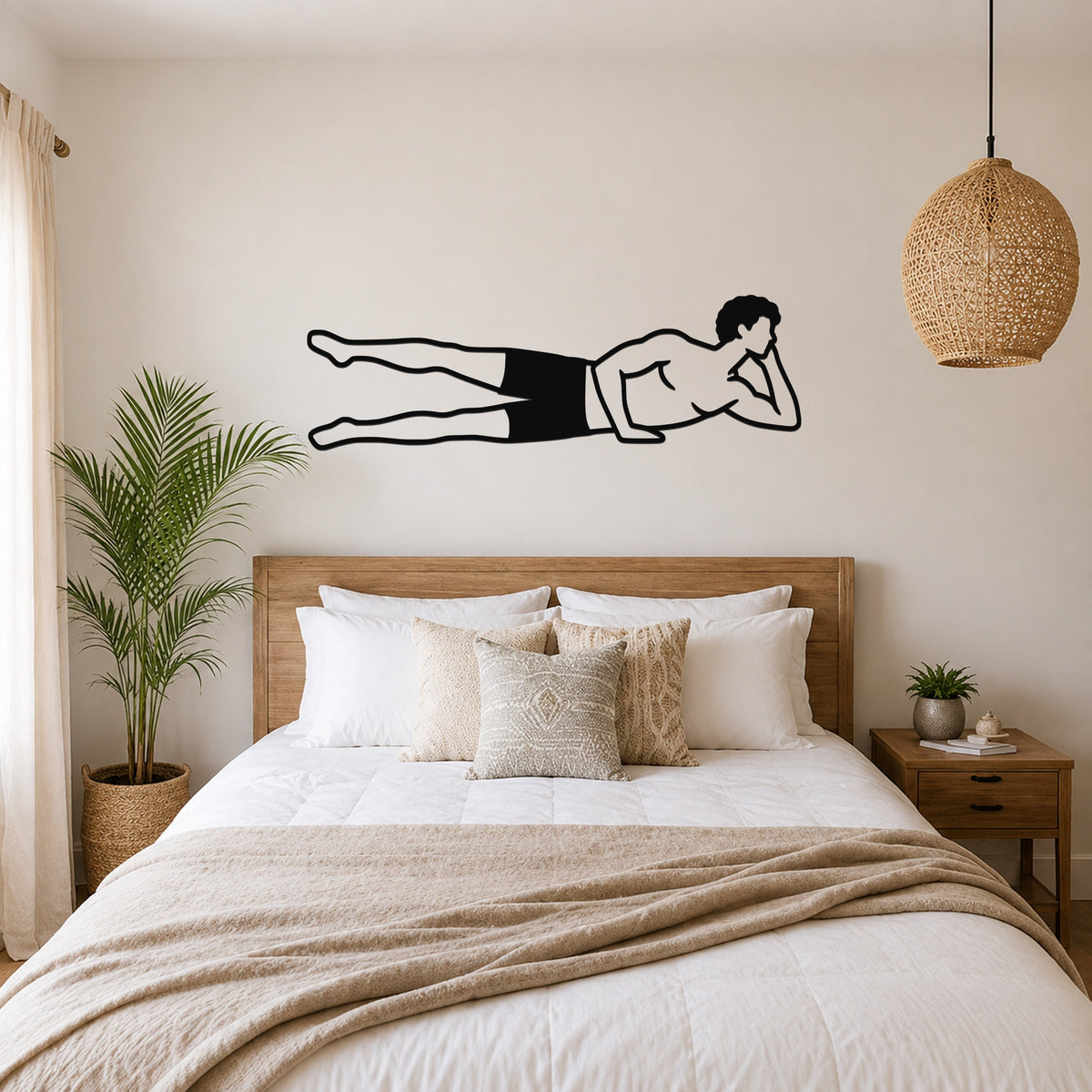 Male Classical Pilates Side Kick waterproof steel metal wall art, mockup 4