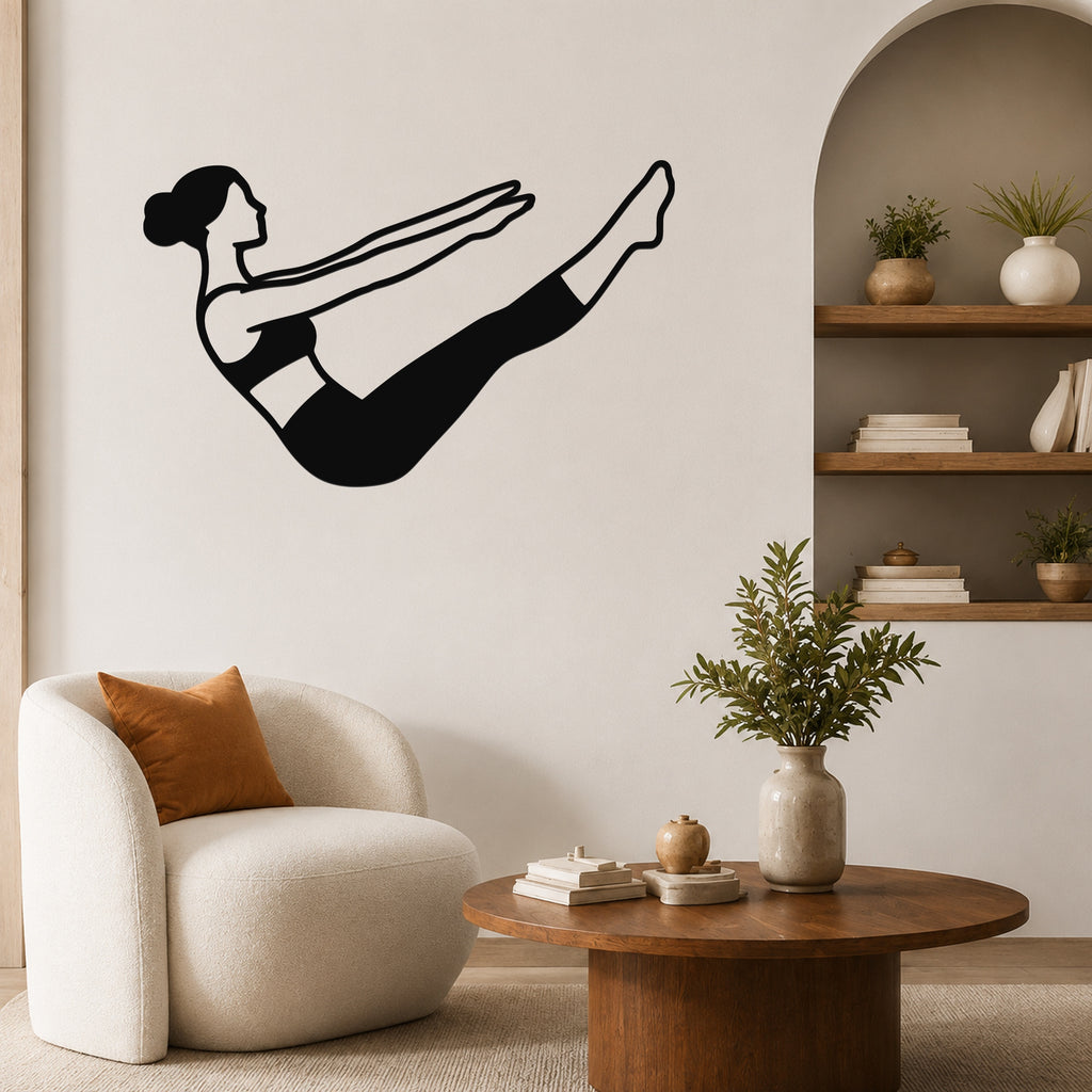 Female Classical Pilates Teaser waterproof steel metal wall art, mockup 4