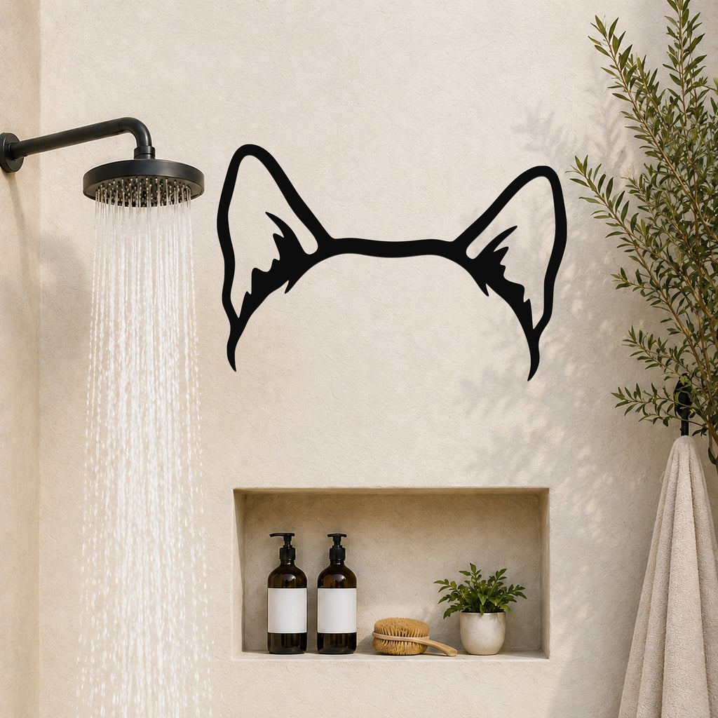 Shiba Inu dog ear waterproof metal wall art, mockup 4