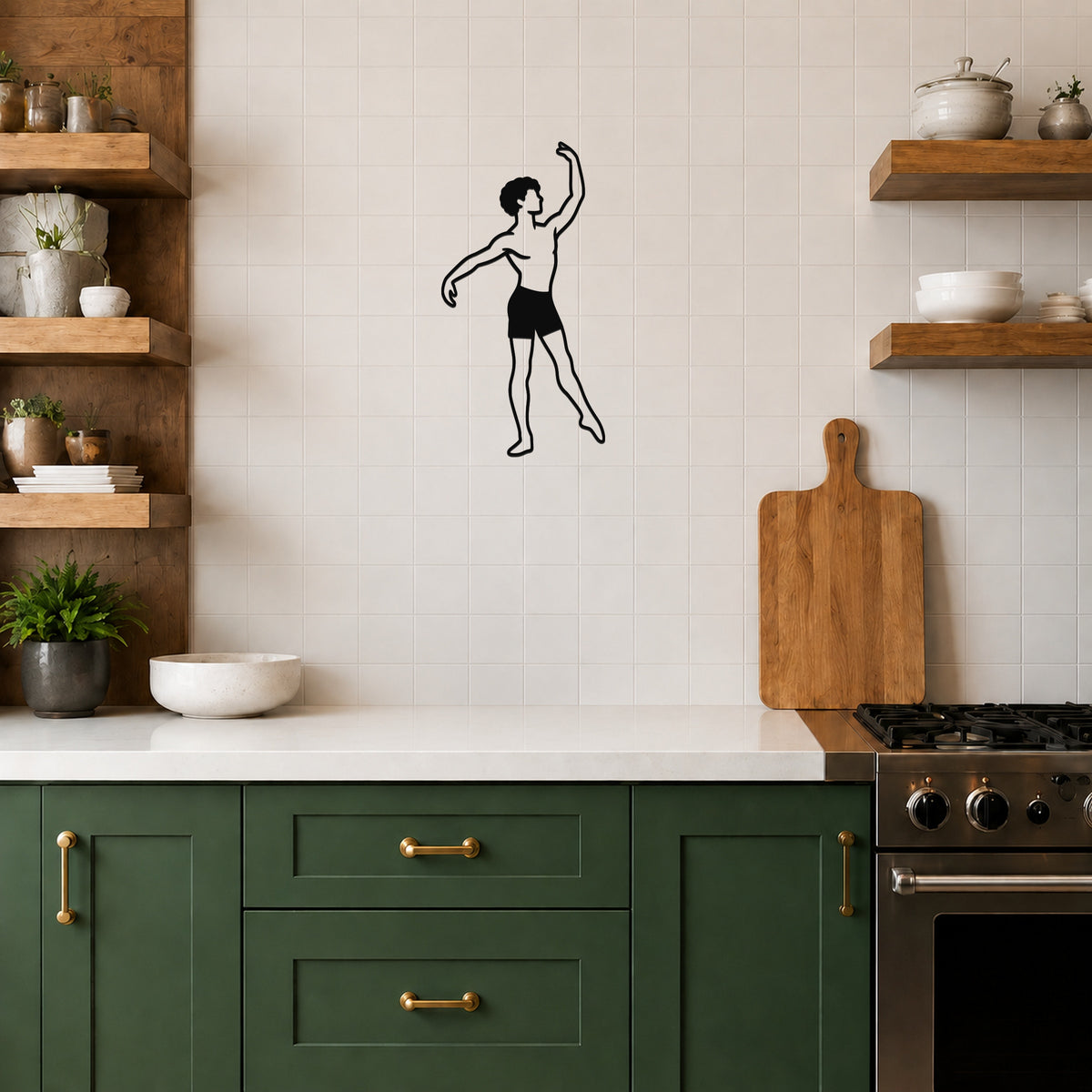 Male Ballet Écarté derrière waterproof steel metal wall art, mockup 4