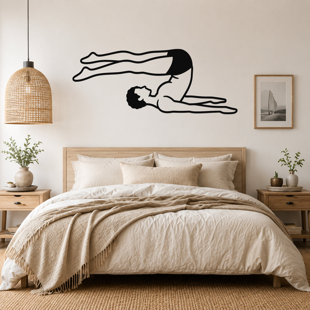 Male Classical Pilates Roll Over waterproof steel metal wall art, mockup 4