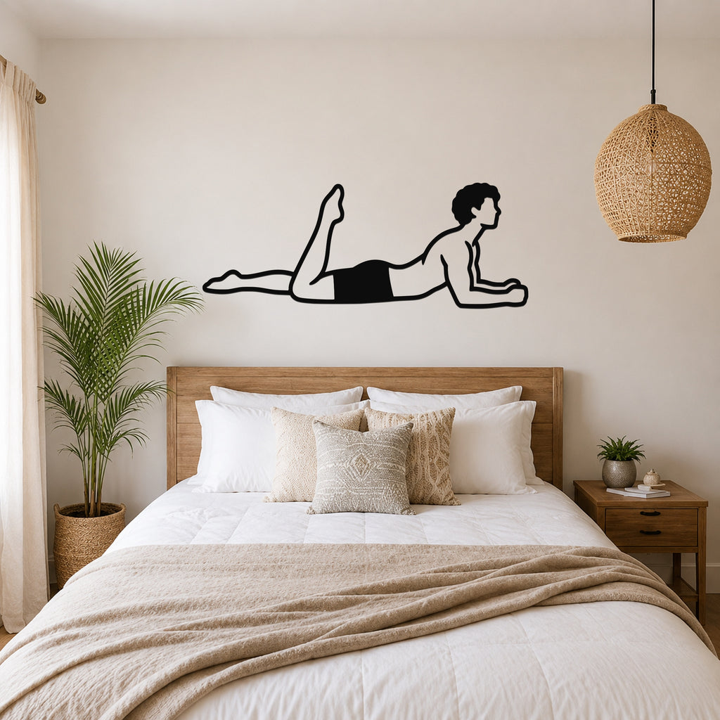 Male Classical Pilates One Leg Kick waterproof steel metal wall art, mockup 4