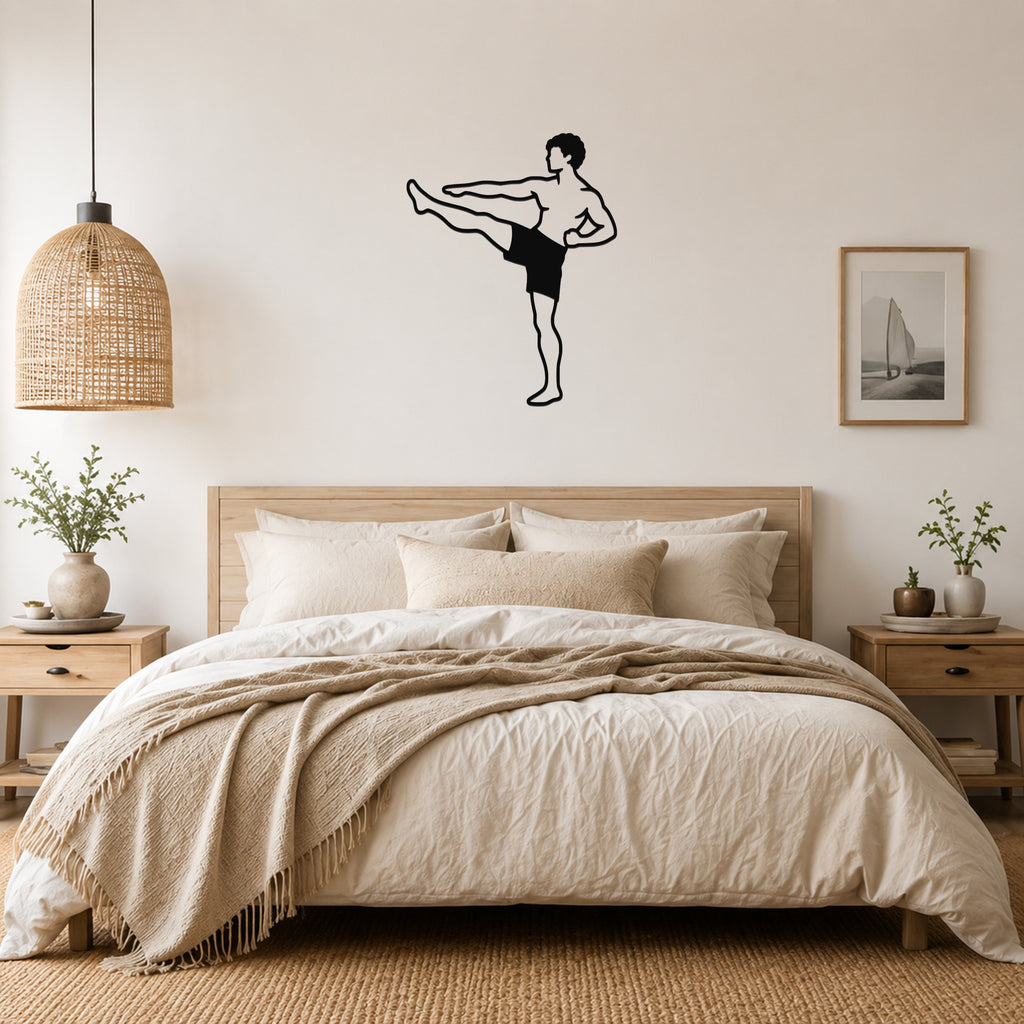 Male Karate Front Kick waterproof steel metal wall art, mockup 4