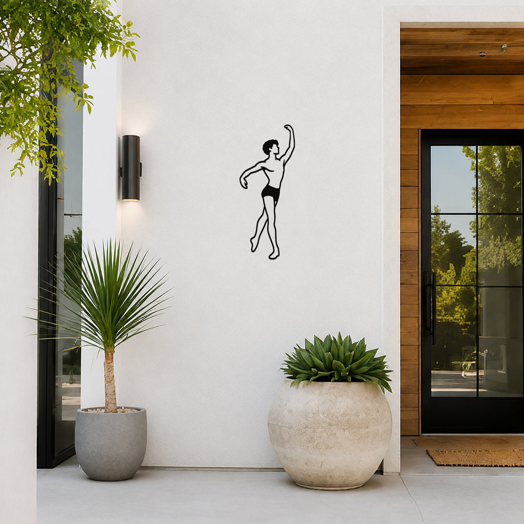 Male Ballet Croisé derrière waterproof steel metal wall art, mockup 4
