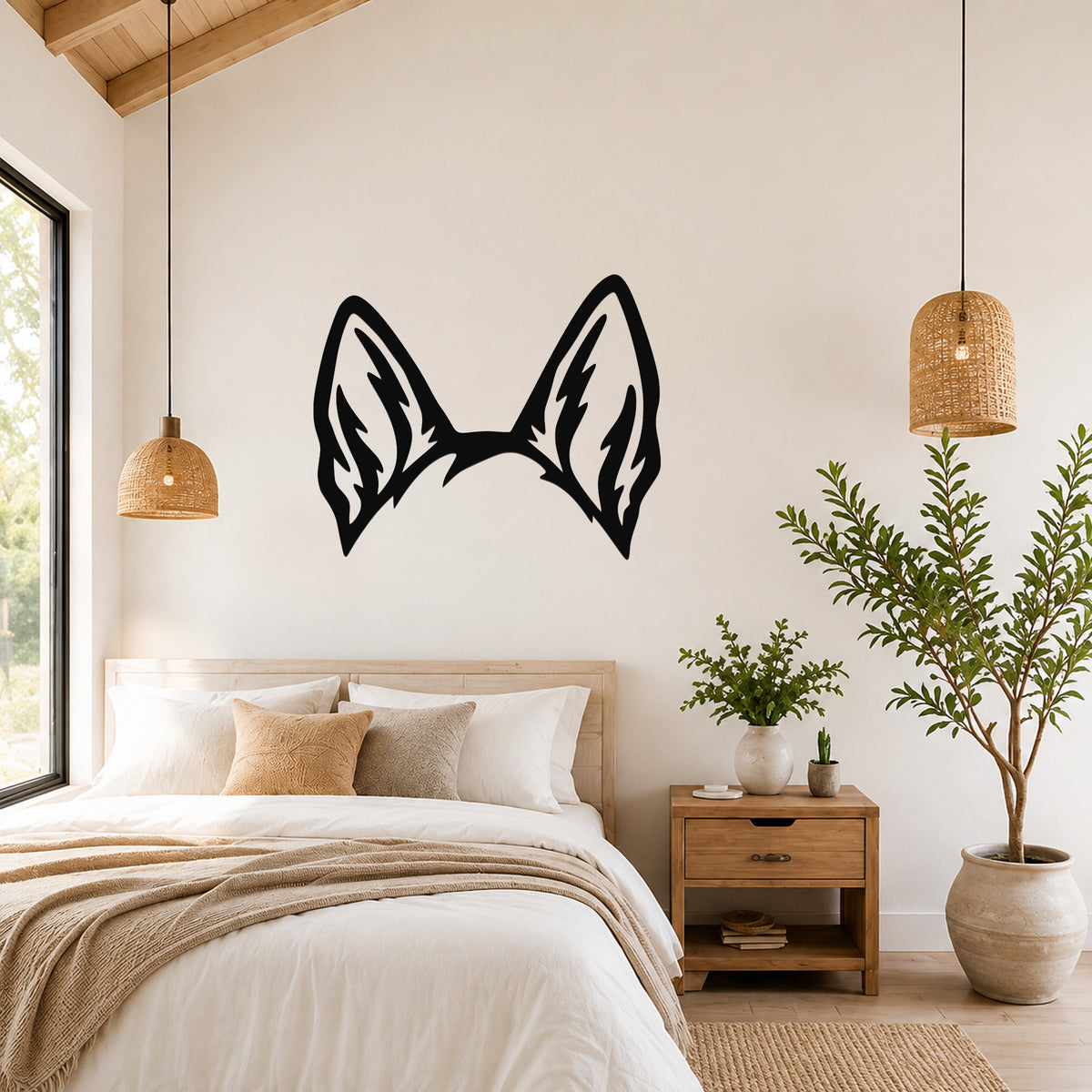 German Shepherd dog ear waterproof metal wall art, mockup 4