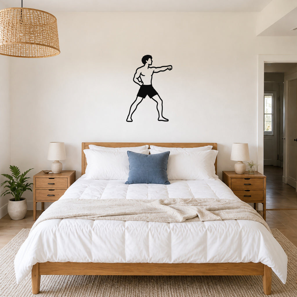 Male Karate Front Punch waterproof steel metal wall art, mockup 4