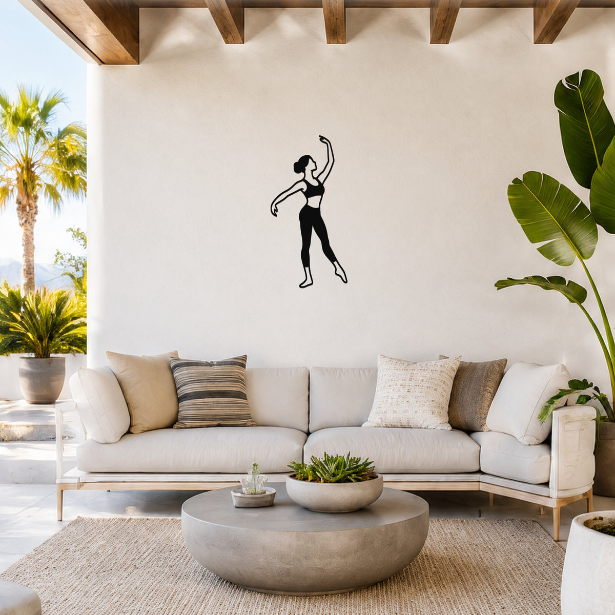 Female Ballet Écarté derrière waterproof steel metal wall art, mockup 4