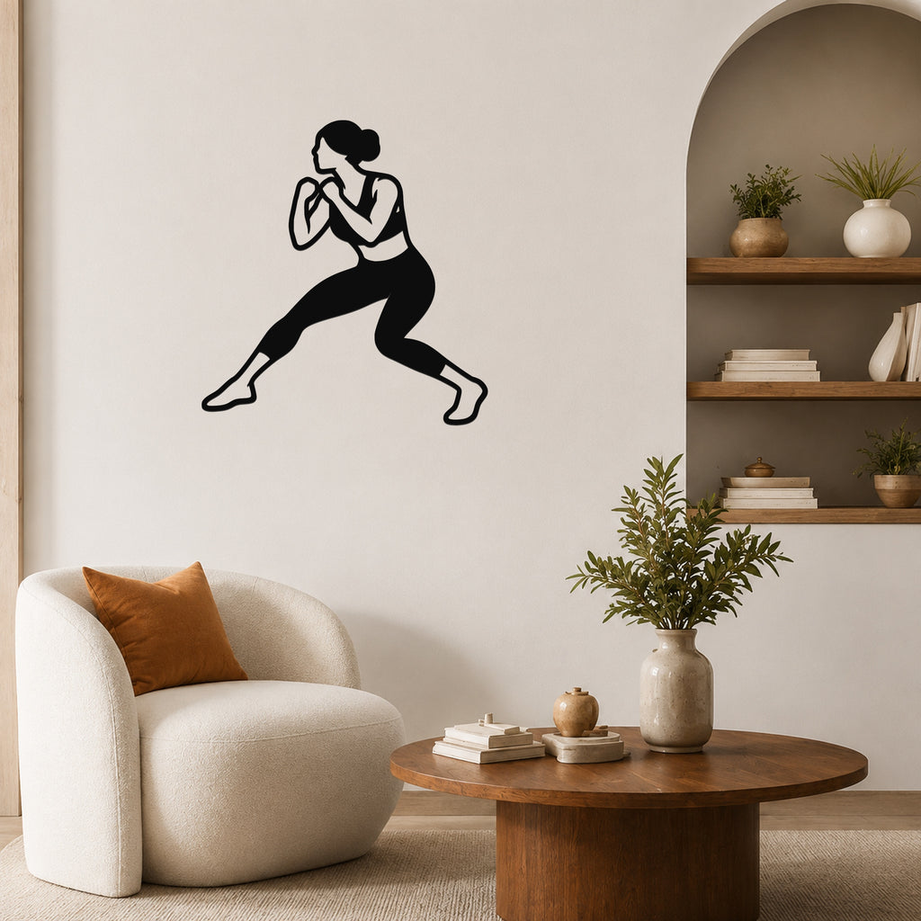 Female Wrestling Back Step Defense waterproof steel metal wall art, mockup 4