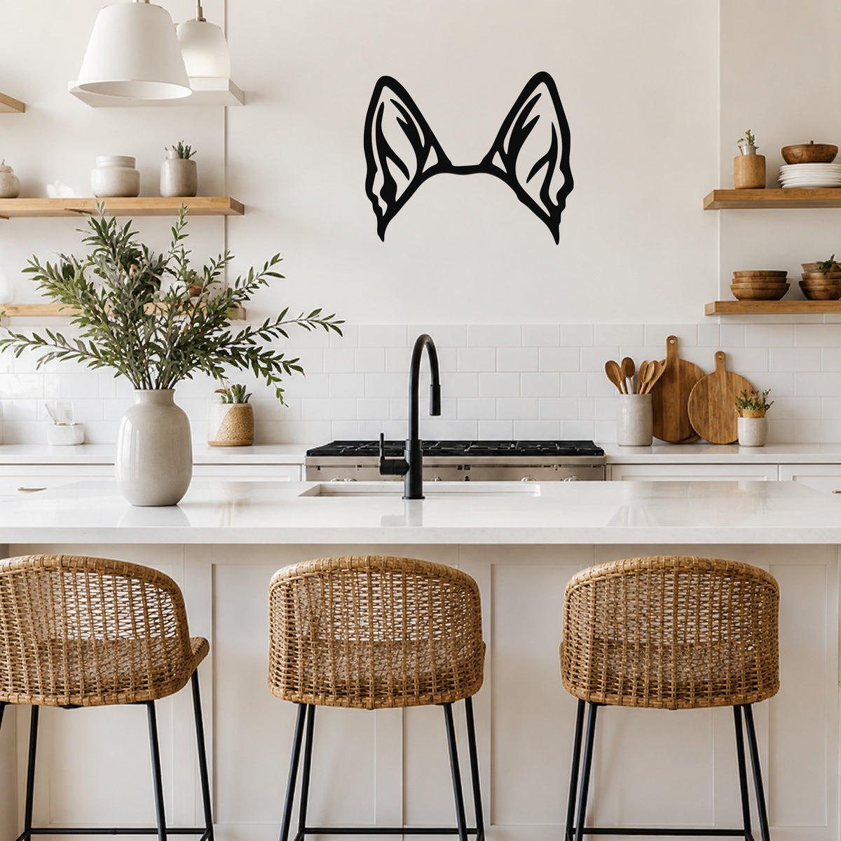 German Shepherd dog ear waterproof metal wall art, mockup 4