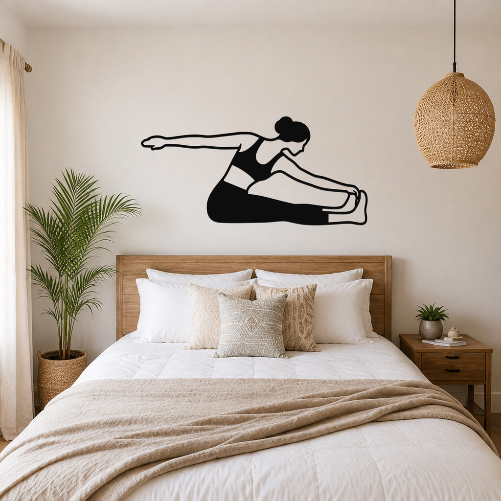 Female Classical Pilates Saw waterproof steel metal wall art, mockup 4