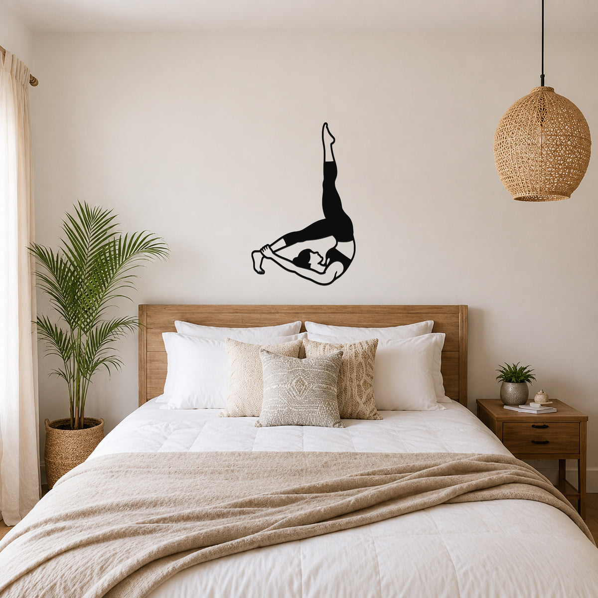 Female Classical Pilates Control Balance waterproof steel metal wall art, mockup 4