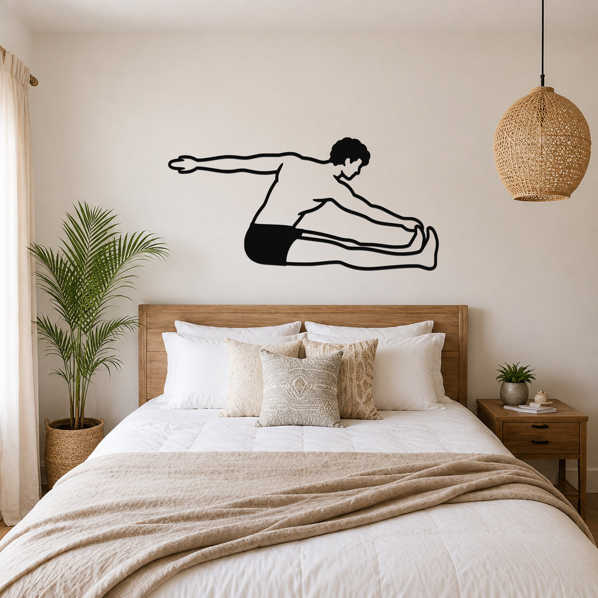 Male Classical Pilates Saw waterproof steel metal wall art, mockup 4
