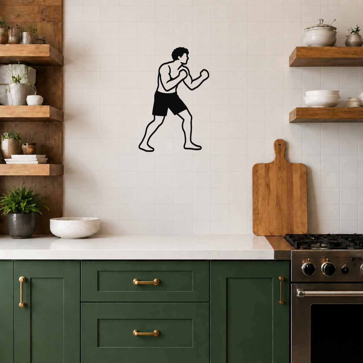 Male Boxing REAR UPPERCUT waterproof steel metal wall art, mockup 4
