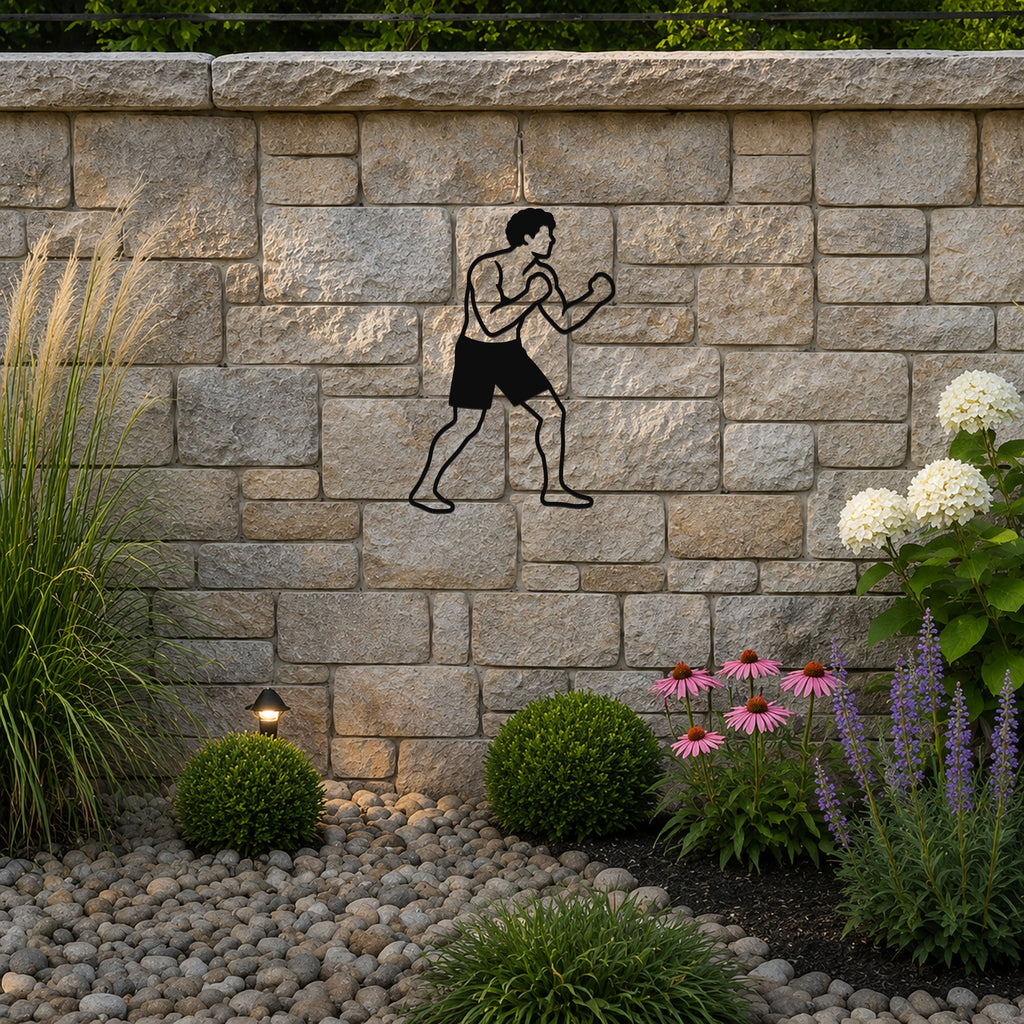 Male Boxing REAR UPPERCUT waterproof steel metal wall art, mockup 5