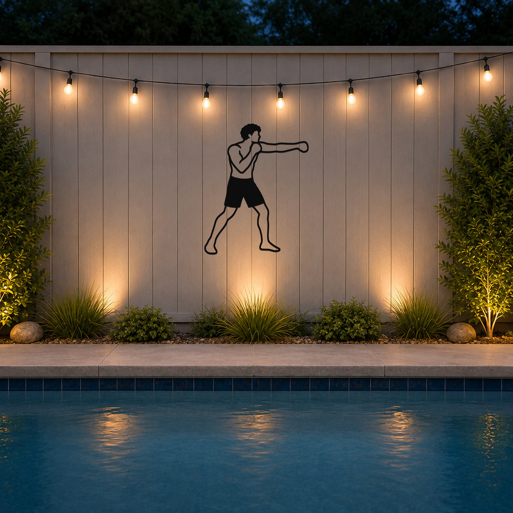 Male Boxing CROSS waterproof steel metal wall art, mockup 5