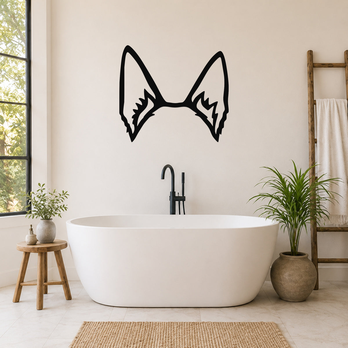 German Shepherd dog ear waterproof metal wall art, mockup 5