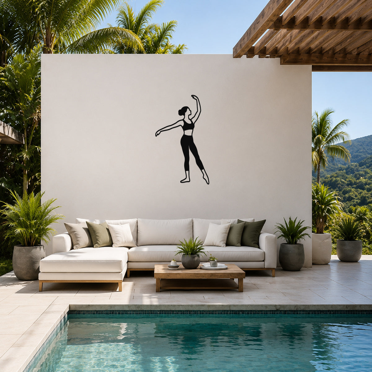 Female Ballet Écarté devant waterproof steel metal wall art, mockup 5