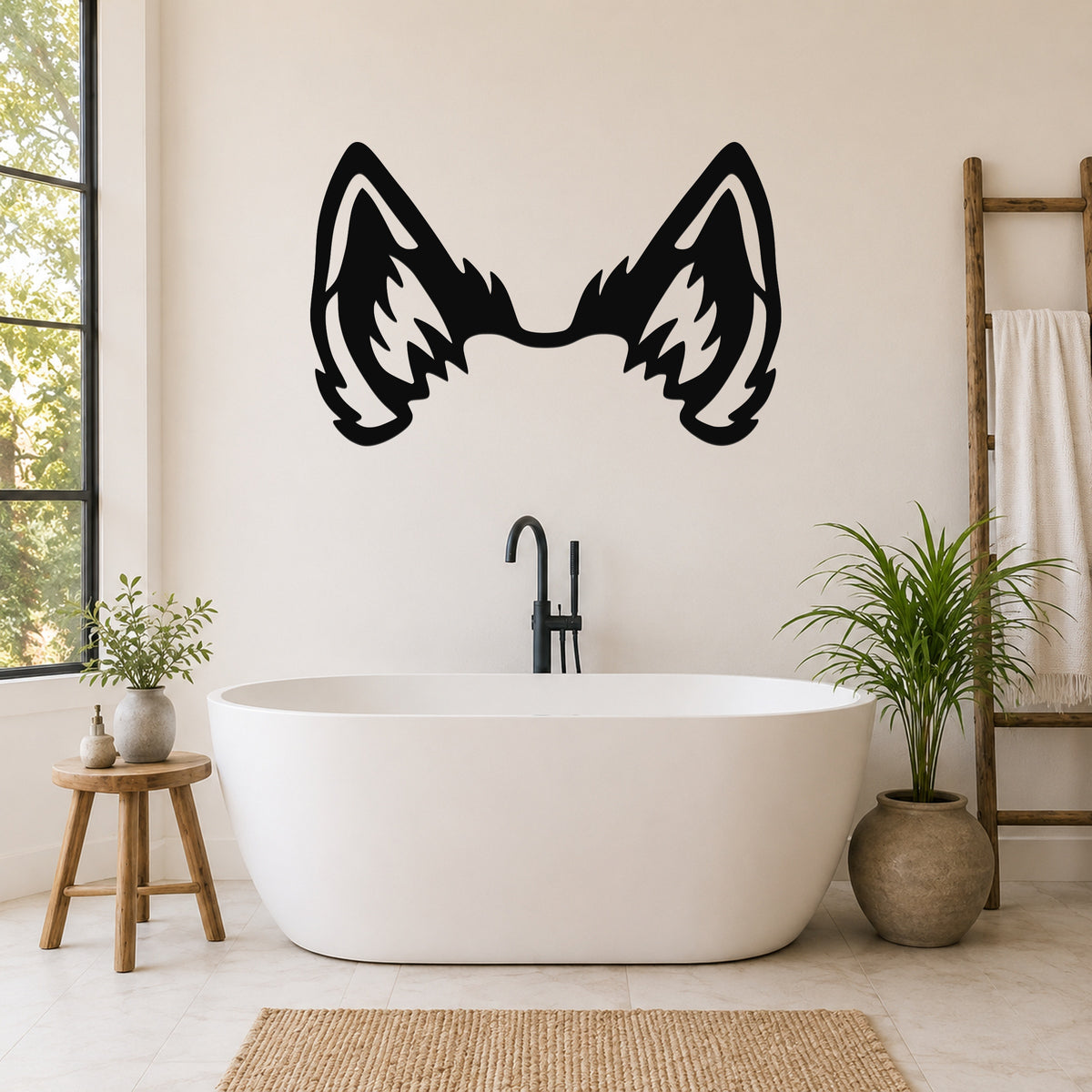 Wolf dog ear waterproof metal wall art, mockup 5
