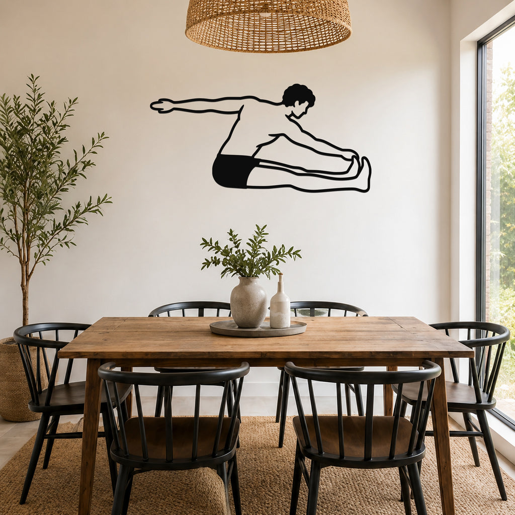 Male Classical Pilates Saw waterproof steel metal wall art, mockup 5