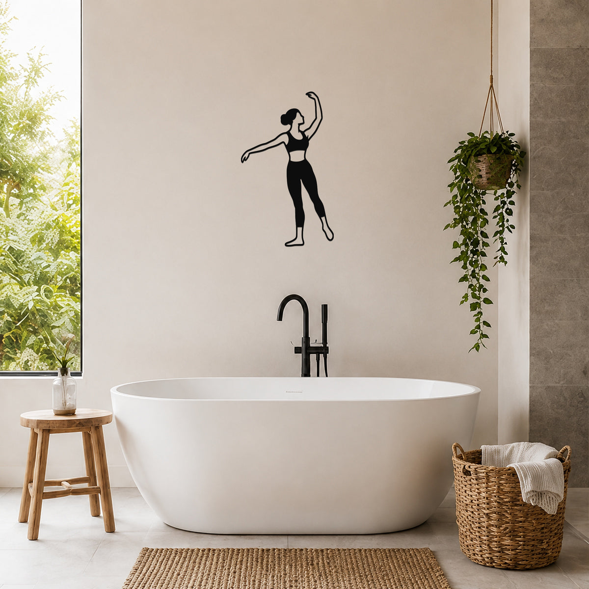 Female Ballet Effacé derrière waterproof steel metal wall art, mockup 5