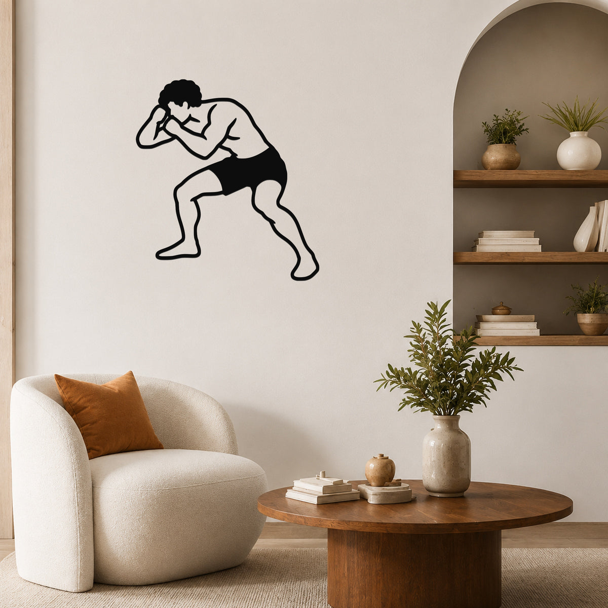 Male Wrestling Snap Down Motion waterproof steel metal wall art, mockup 5
