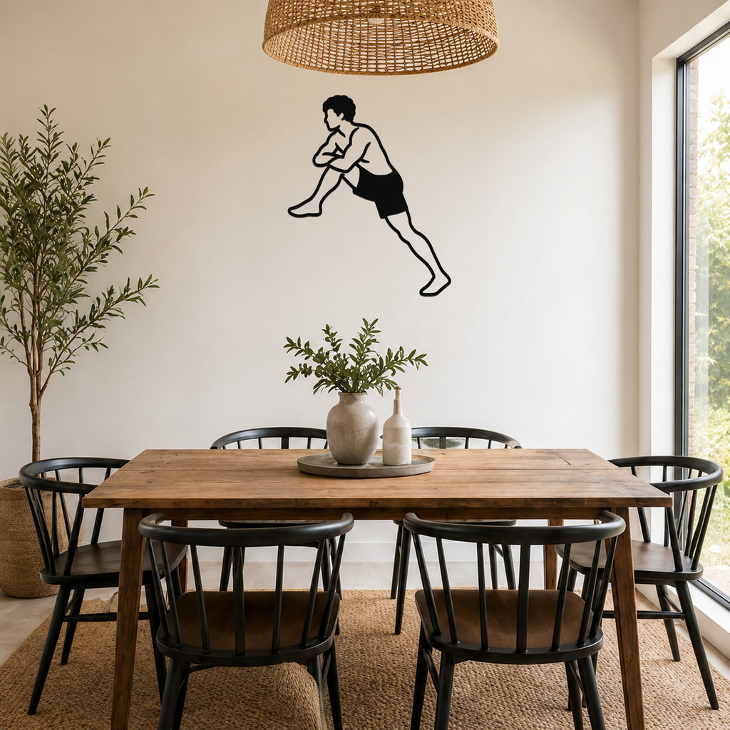 Male Wrestling Lift and Finish waterproof steel metal wall art, mockup 5