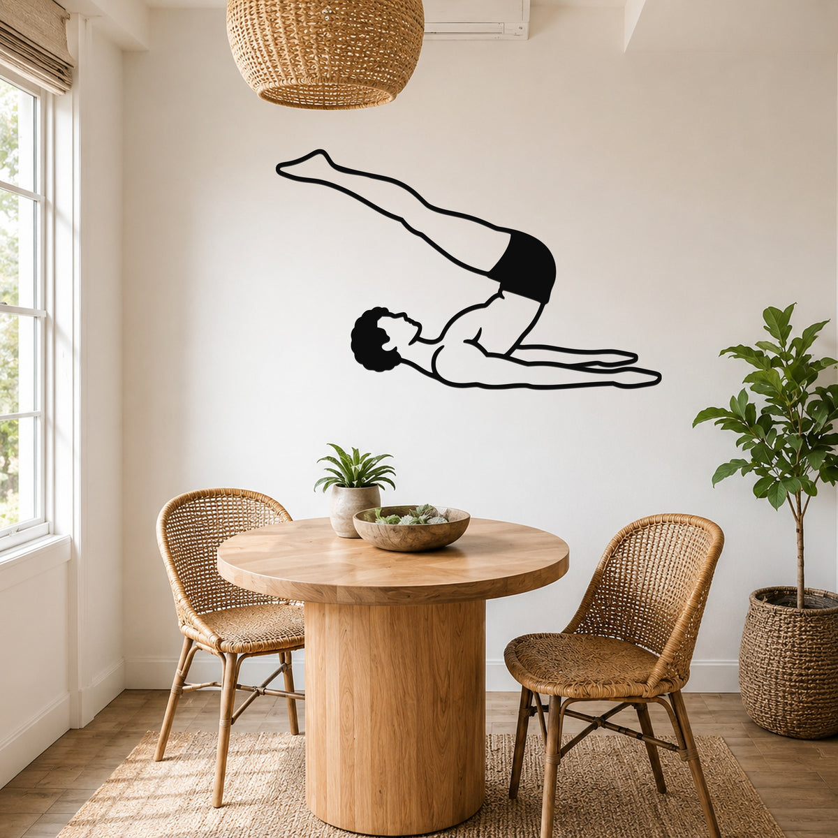 Male Classical Pilates Jack Knife waterproof steel metal wall art, mockup 5