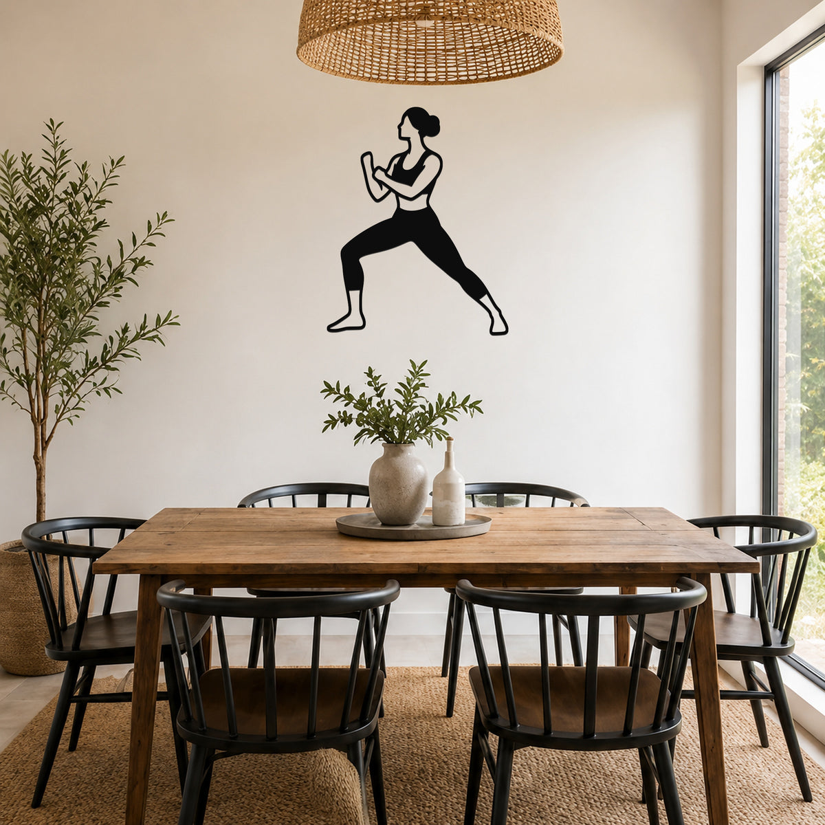 Female Karate Front Stance Hold waterproof steel metal wall art, mockup 5