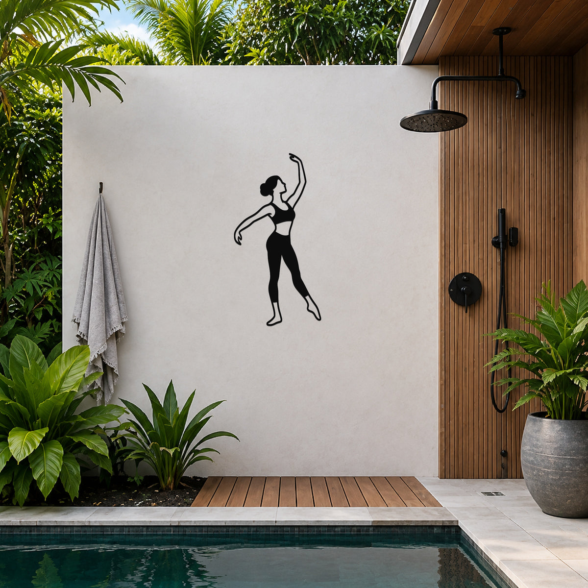 Female Ballet Écarté derrière waterproof steel metal wall art, mockup 5