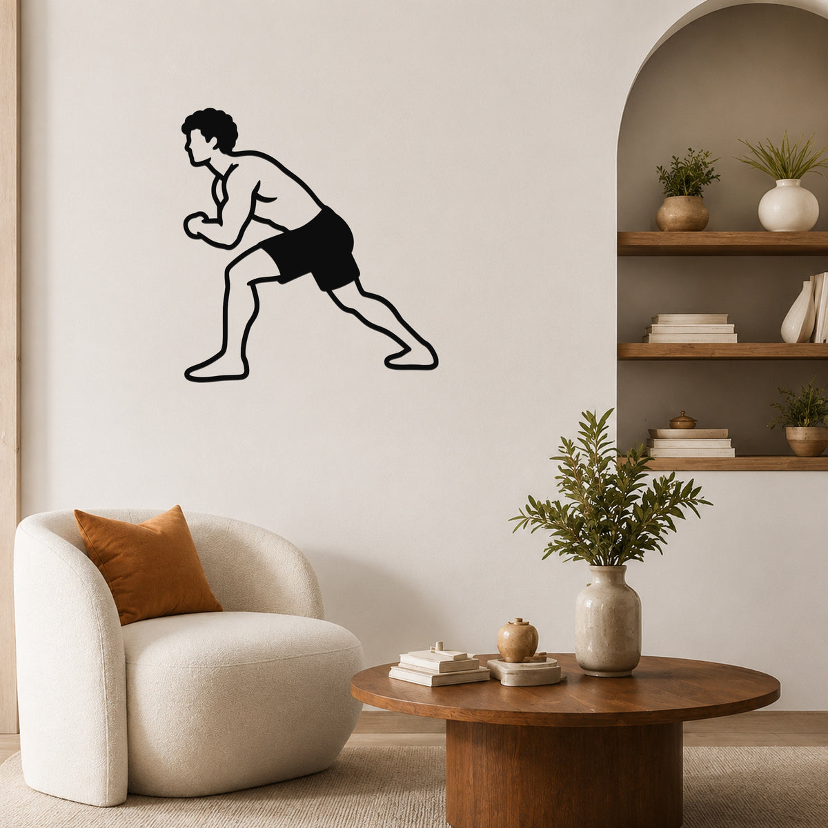 Male Wrestling Circle Movement waterproof steel metal wall art, mockup 5