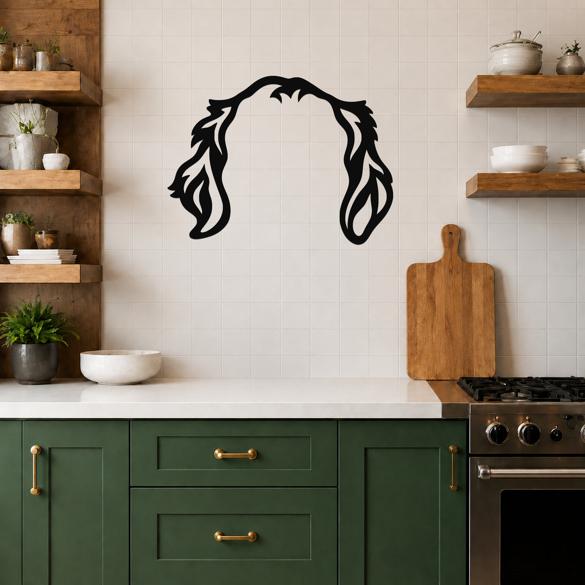 Golden Retriever dog ear waterproof metal wall art, mockup 5
