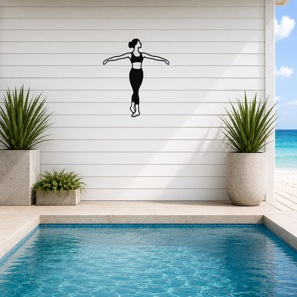 Female Ballet À la quatrième derrière waterproof steel metal wall art, mockup 5