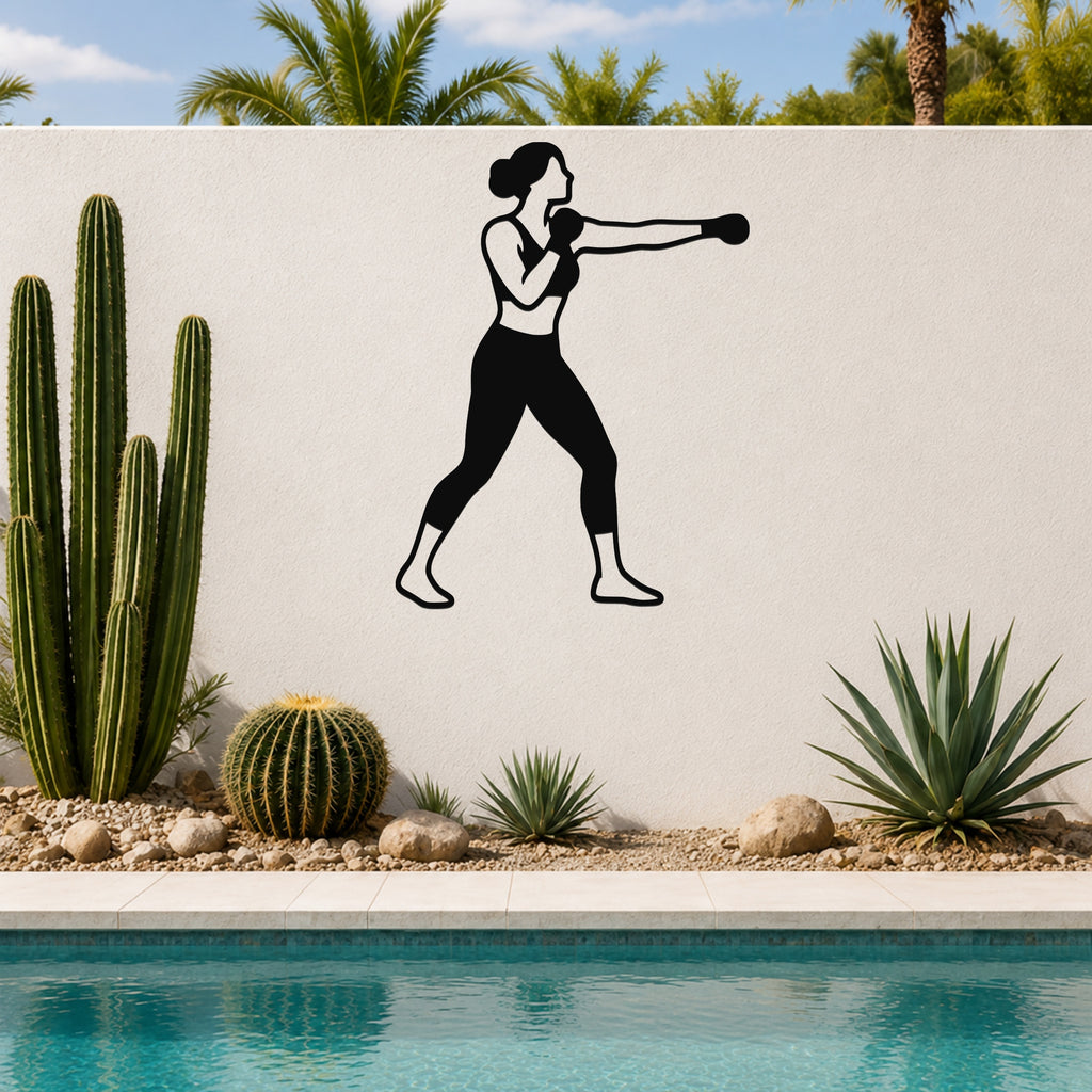 Female Boxing CROSS waterproof steel metal wall art, mockup 5