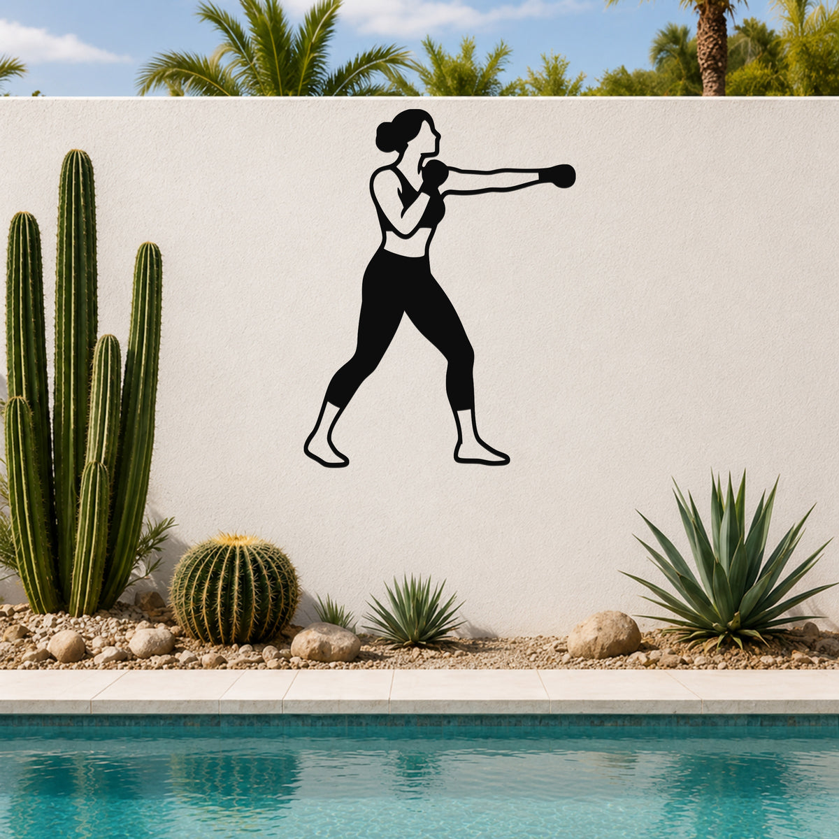 Female Boxing CROSS waterproof steel metal wall art, mockup 5