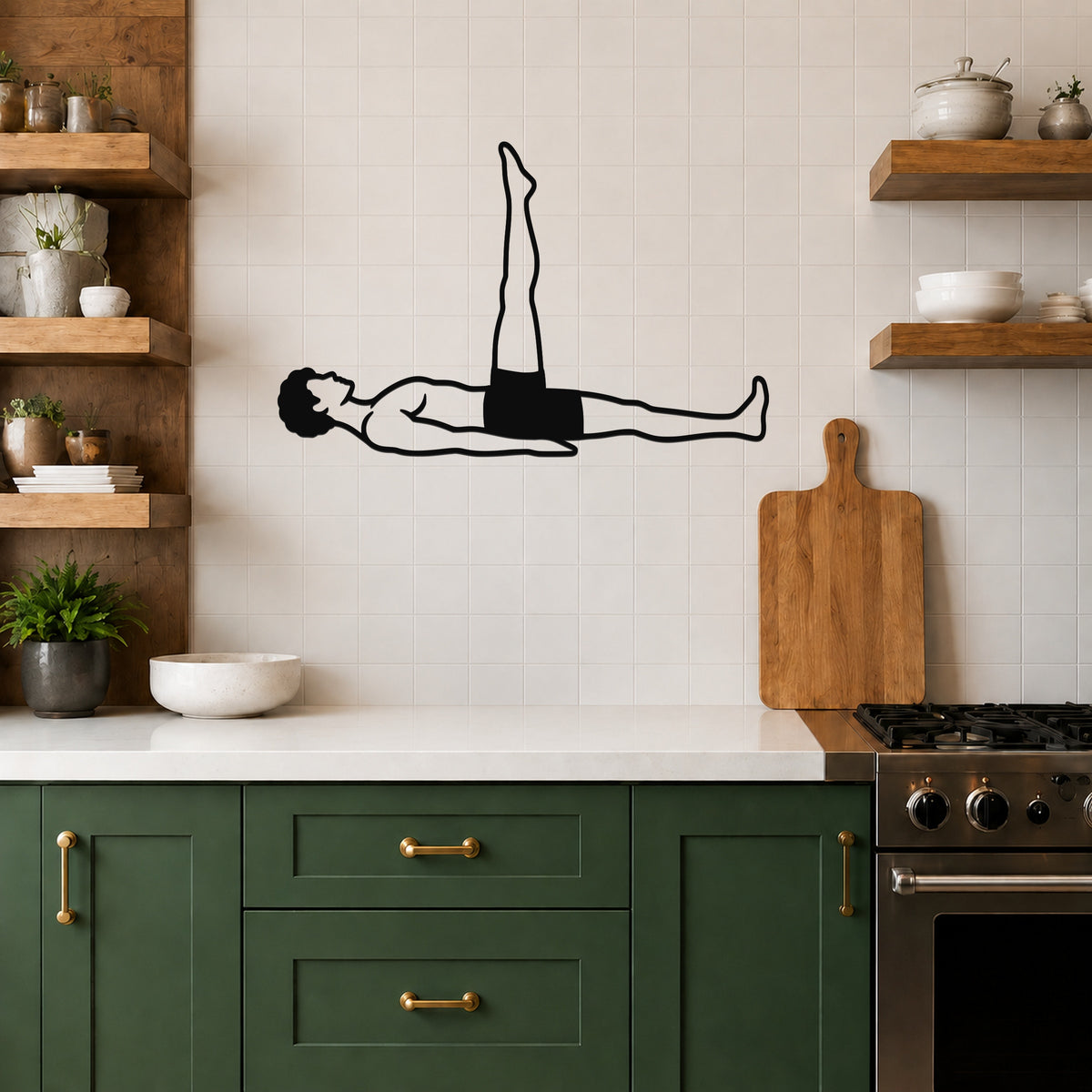 Male Classical Pilates One Leg Circle waterproof steel metal wall art, mockup 5