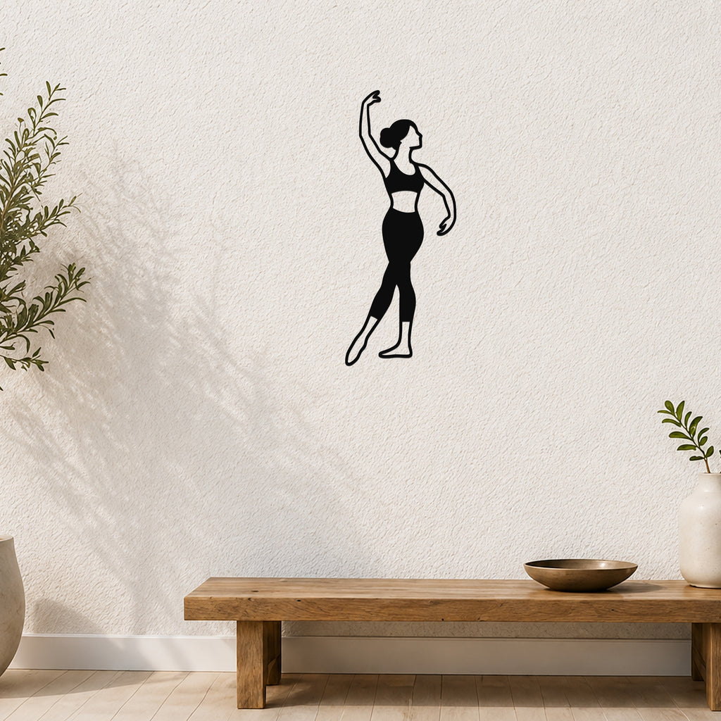Female Ballet Croisé devant waterproof steel metal wall art, mockup 5