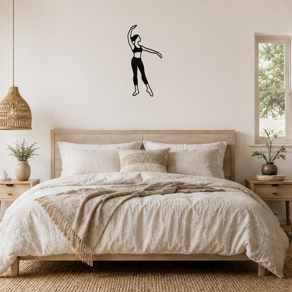 Female Ballet Effacé devant waterproof steel metal wall art, mockup 5