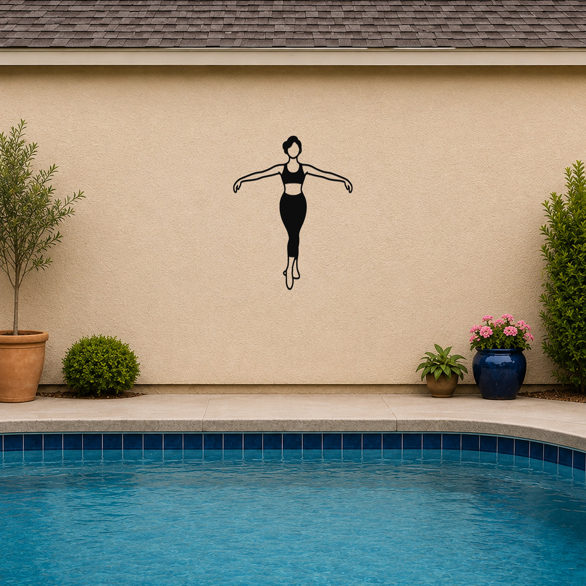 Female Ballet À la quatrième devant waterproof steel metal wall art, mockup 5