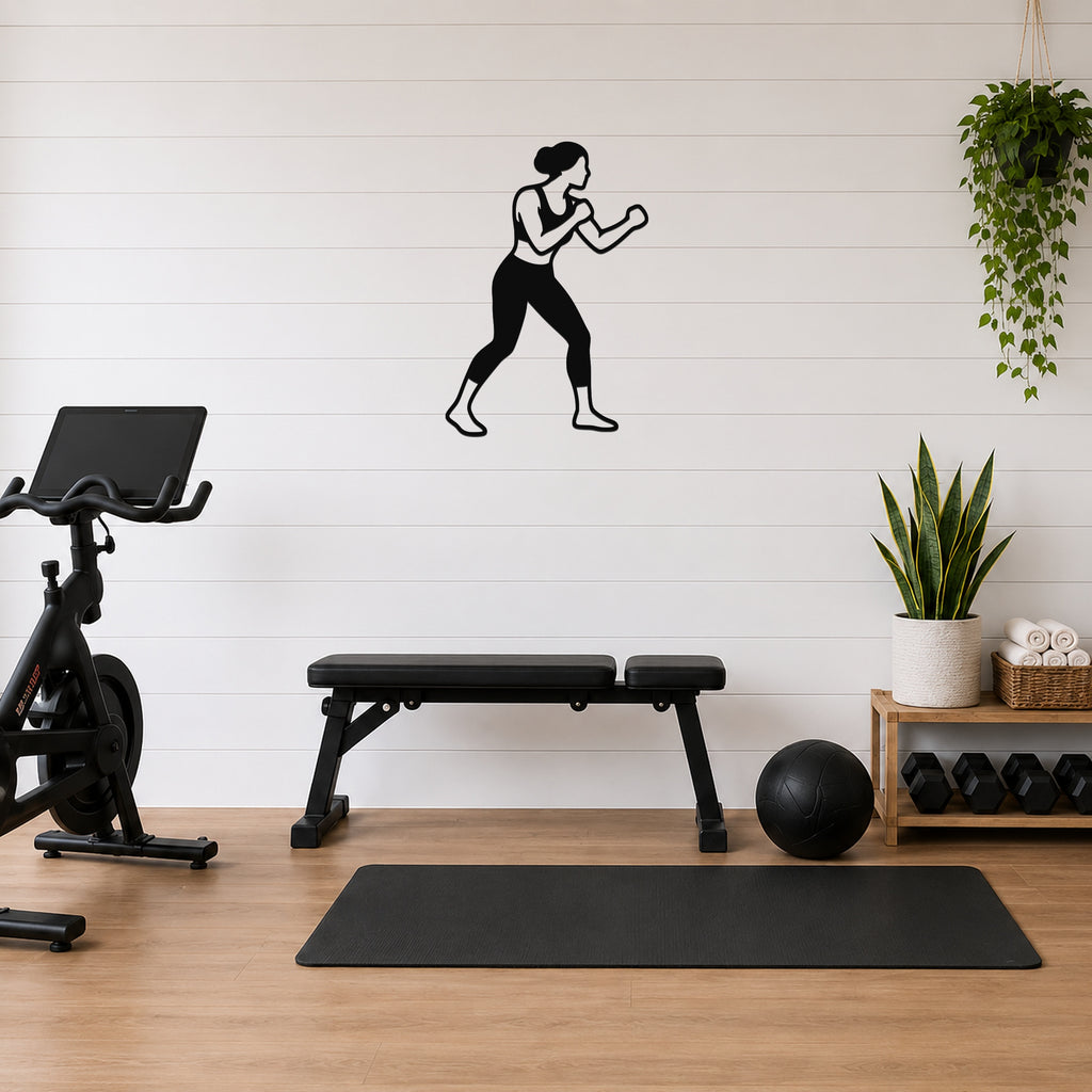 Female Boxing REAR UPPERCUT waterproof steel metal wall art, mockup 5