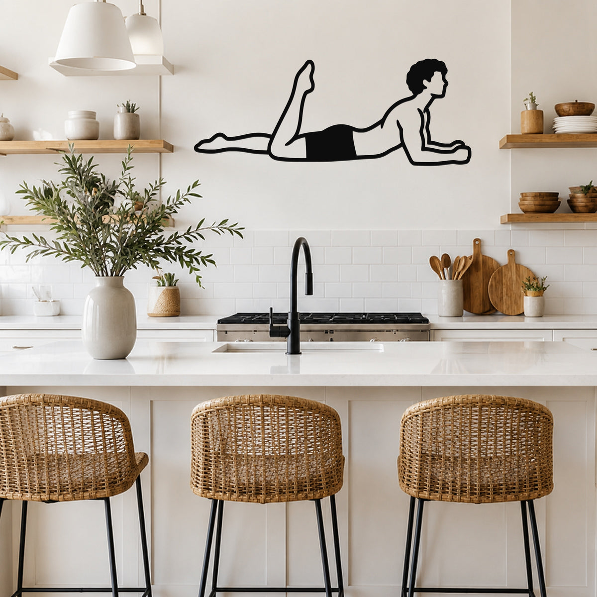 Male Classical Pilates One Leg Kick waterproof steel metal wall art, mockup 5
