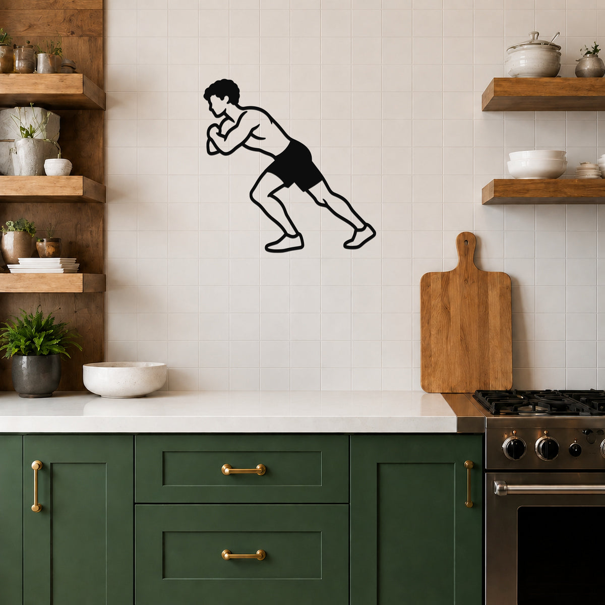 Male Wrestling Hip Pressure Drive waterproof steel metal wall art, mockup 5