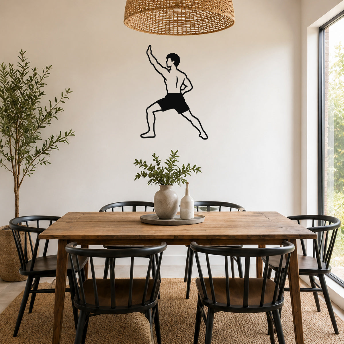 Male Karate Step Back Block waterproof steel metal wall art, mockup 5