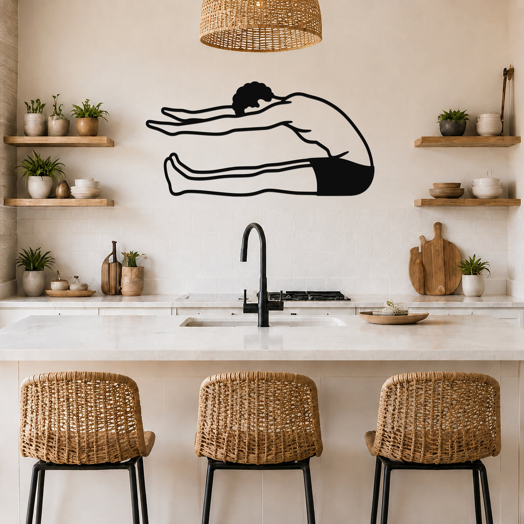 Male Classical Pilates Roll Up waterproof steel metal wall art, mockup 5