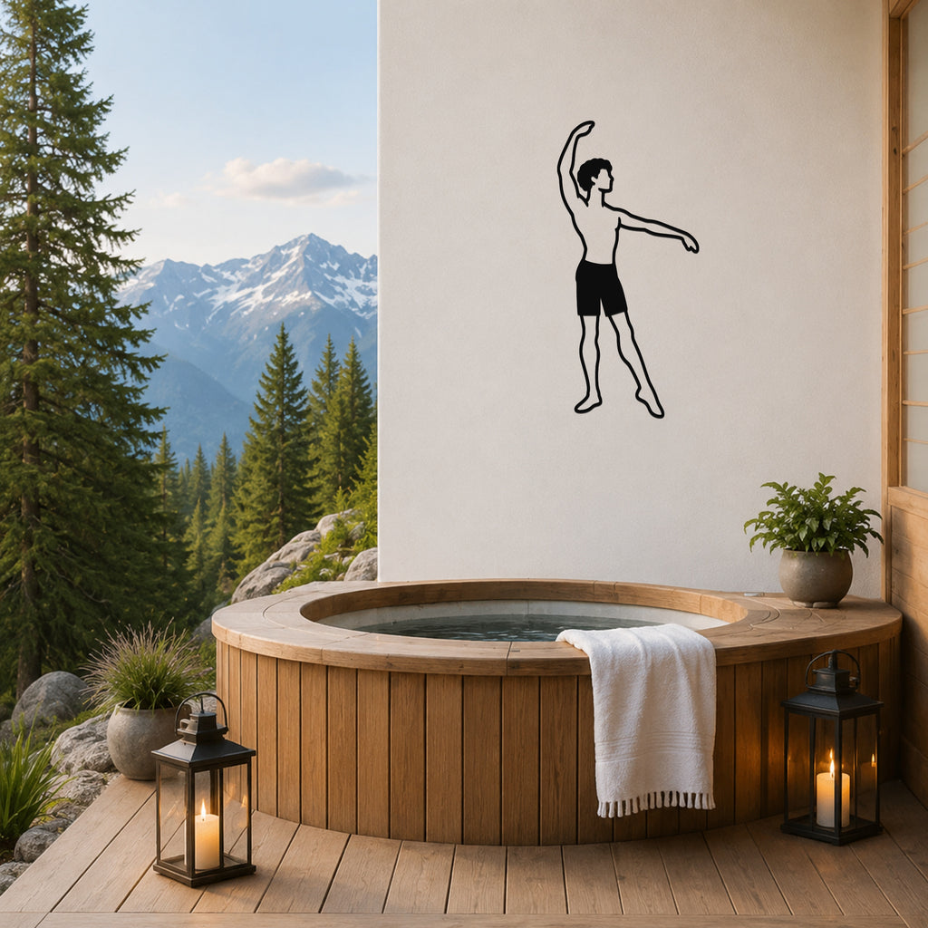 Male Ballet Effacé devant waterproof steel metal wall art, mockup 5