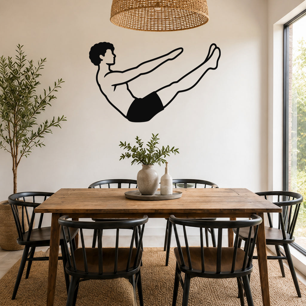 Male Classical Pilates Teaser waterproof steel metal wall art, mockup 5