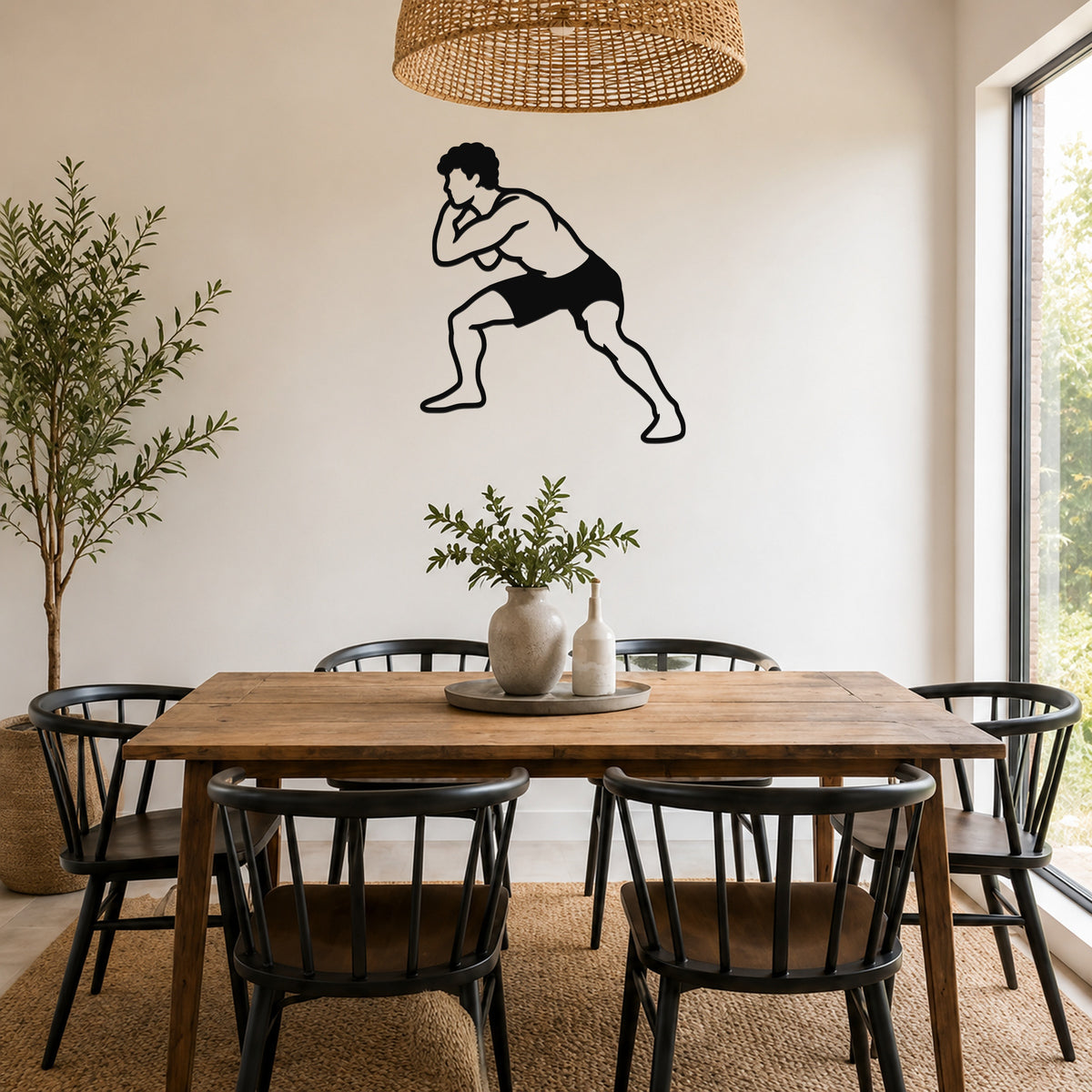 Male Wrestling Overhook Control waterproof steel metal wall art, mockup 5