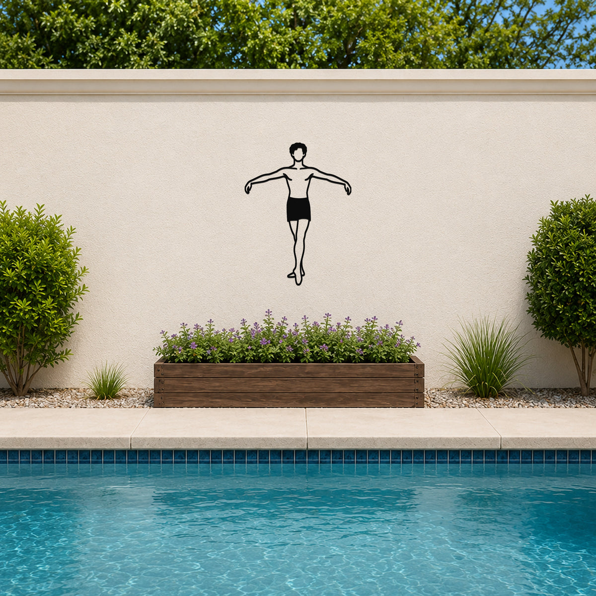 Male Ballet À la quatrième devant waterproof steel metal wall art, mockup 5
