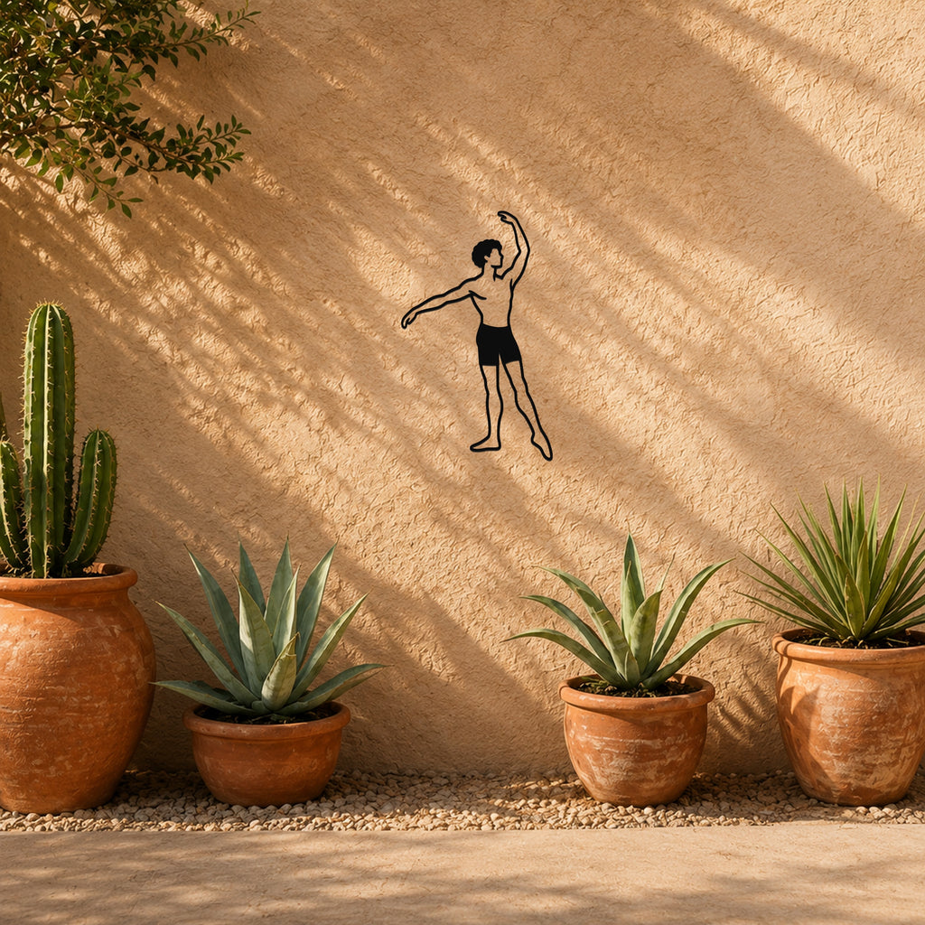 Male Ballet Écarté devant waterproof steel metal wall art, mockup 5