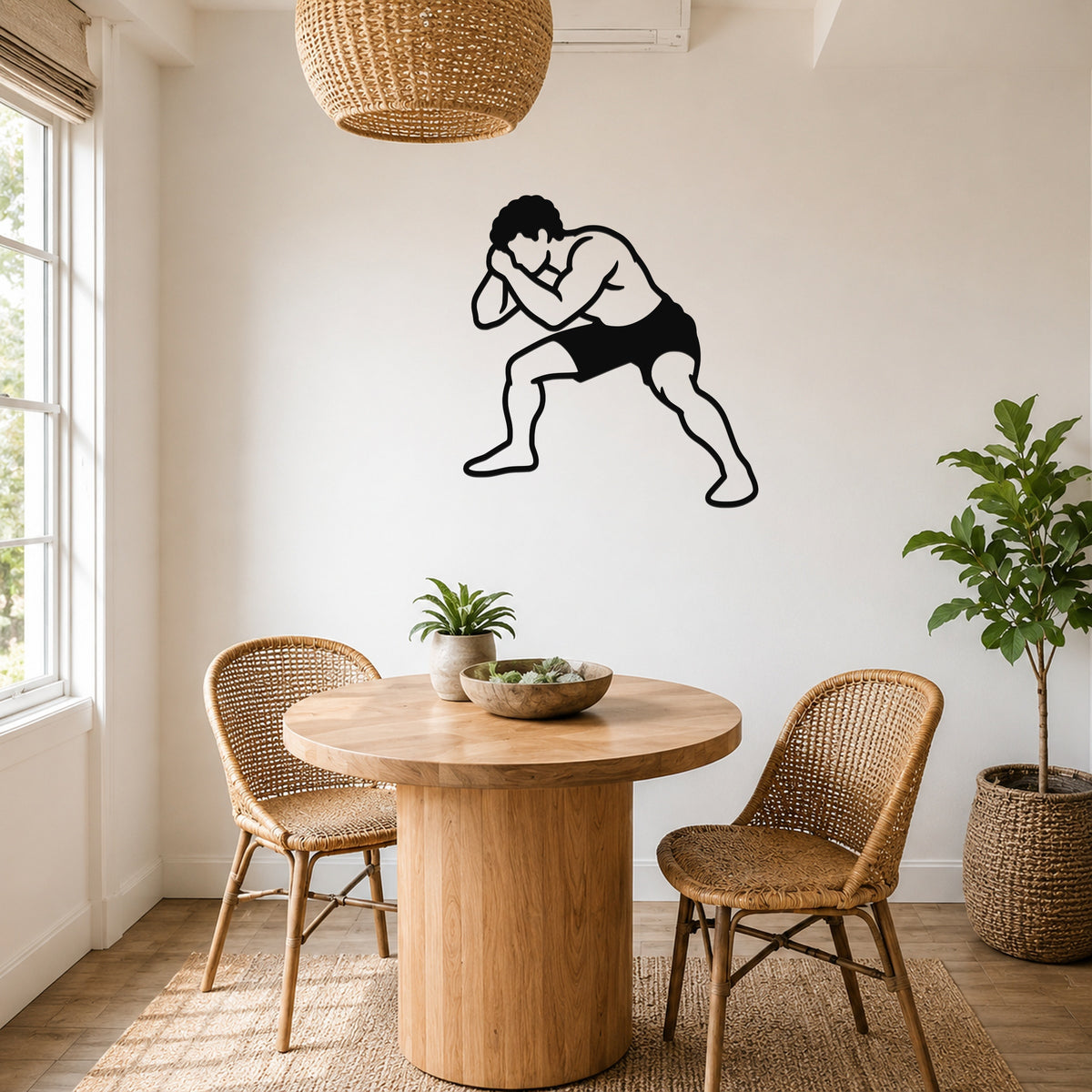 Male Wrestling Front Headlock Hold waterproof steel metal wall art, mockup 5